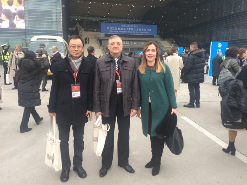 University delegation consisting of First vice-rector of the university Sergey V. Shavruk, directors of BSUPC Confucius Class Natalia Kosteeva and Sun Pen